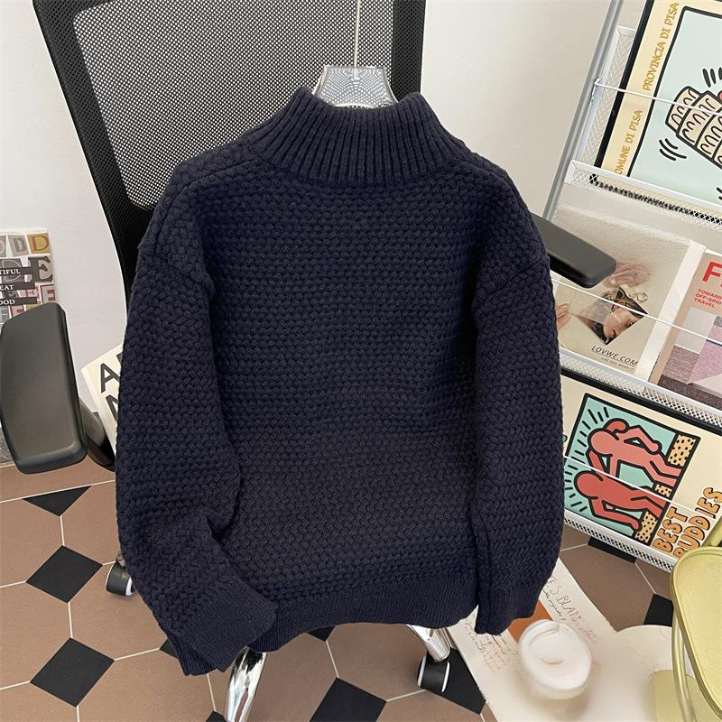 Men's Clothing Autumn And Winter Men's Stylish Zip-Up Knit Sweater With Stand Collar - Trendy Autumn Winter Pullover Cardigan (Navy, Grey, Green)_voghion.com