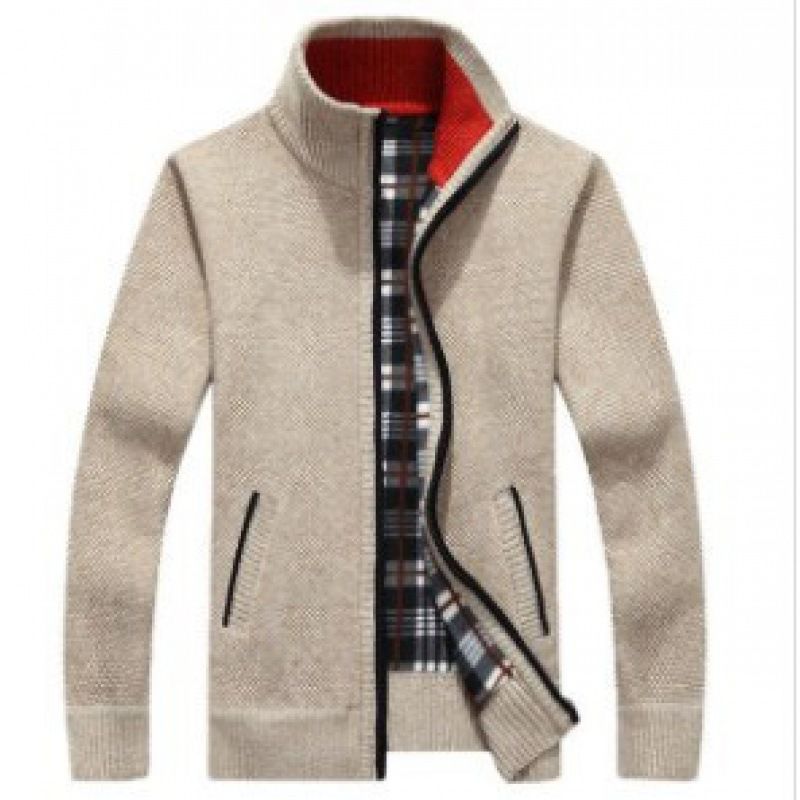 Maglione spesso da uomo – Cardigan invernale caldo (Beige/Nero/Grigio/Borgogna/Marrone, M-4XL)_voghion.com