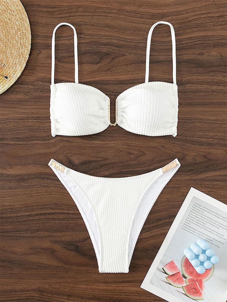 Îmbrăcăminte pentru femei, culoare solidă, cu blat tubular, bikini pentru plajă, triunghi, divizat, costum de baie pentru izvoare termale_voghion.com