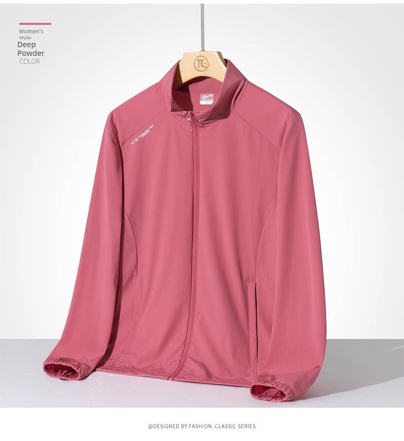 Stehkragen Damen Sommer Mittleren Alters Sportswear Stretch Sonnenschutz Kleidung_voghion.com