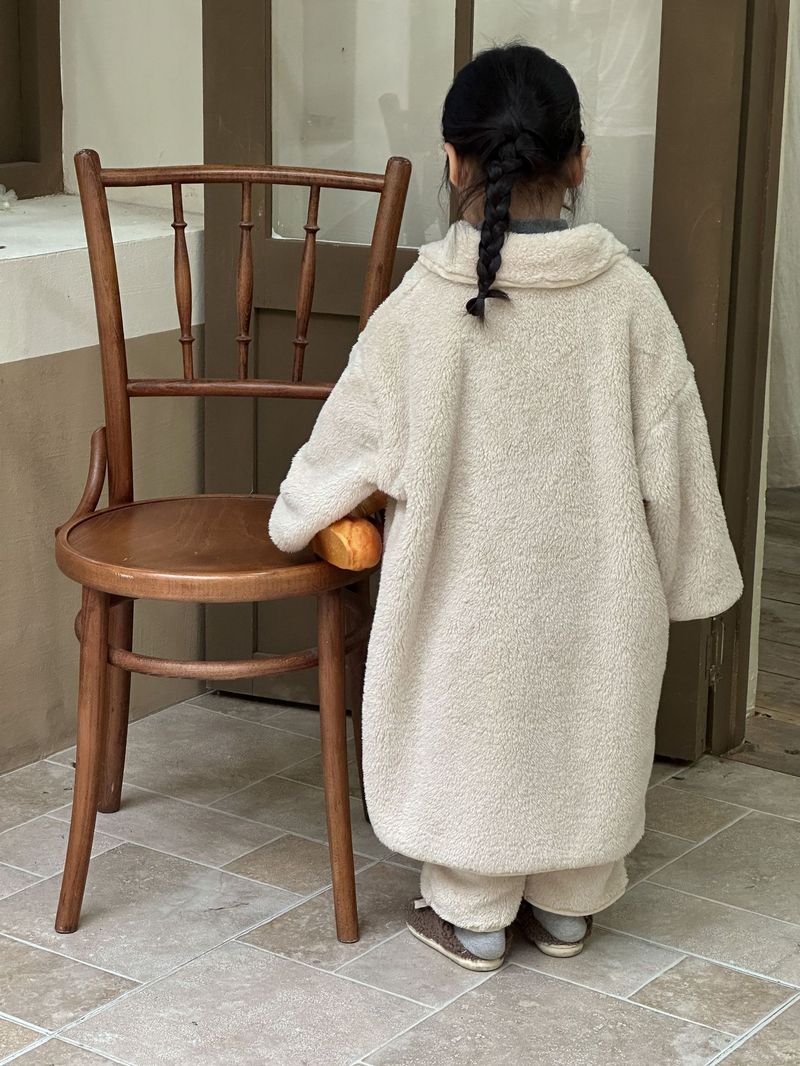 Pijamas de franela para niños, camisón largo de otoño/invierno para bebés, conjunto de ropa de casa de terciopelo Coral para niños y niñas_voghion.com