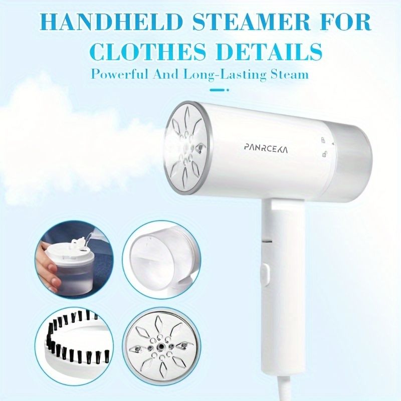 PANCERKA Tragbarer Dampfglätter, 1200 W, faltbarer Hand-Stofffaltenentferner, 30 Sekunden Vorheizen, Trocken-Nass-Bügeln, für Zuhause, Reisen, Schlafsaal_voghion.com