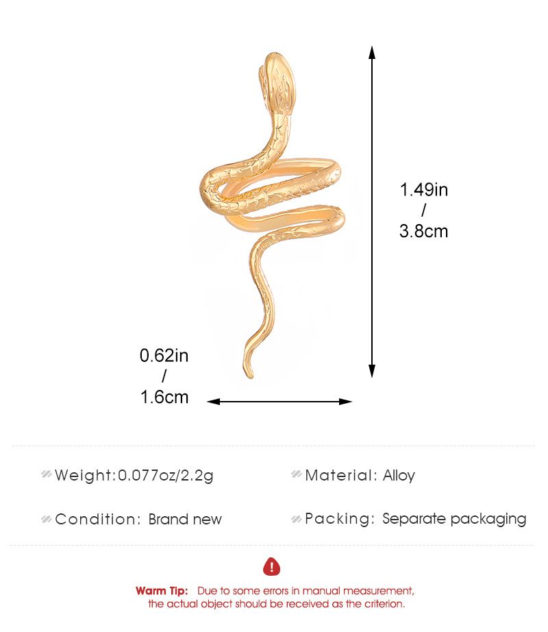 Nuovo design creativo da donna con clip a forma di serpente, con clip a forma di serpente, senza fori per le orecchie, stile orecchini_voghion.com