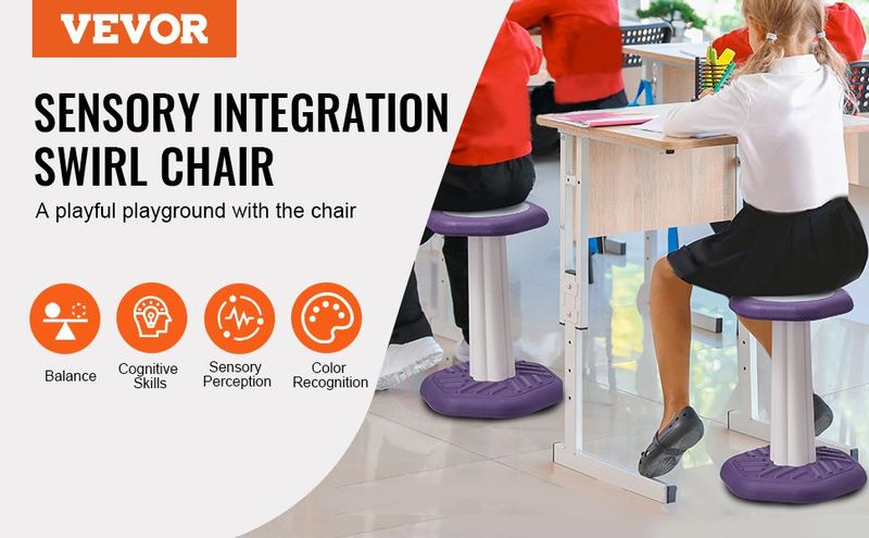 VEVOR Kids Wobble Chair, Active Chair With Sponge Cushion, Wobble Stool Improves Focus, Posture And Calm Children, Ideal For Schools And Home, Age 7-14, Purple_voghion.com