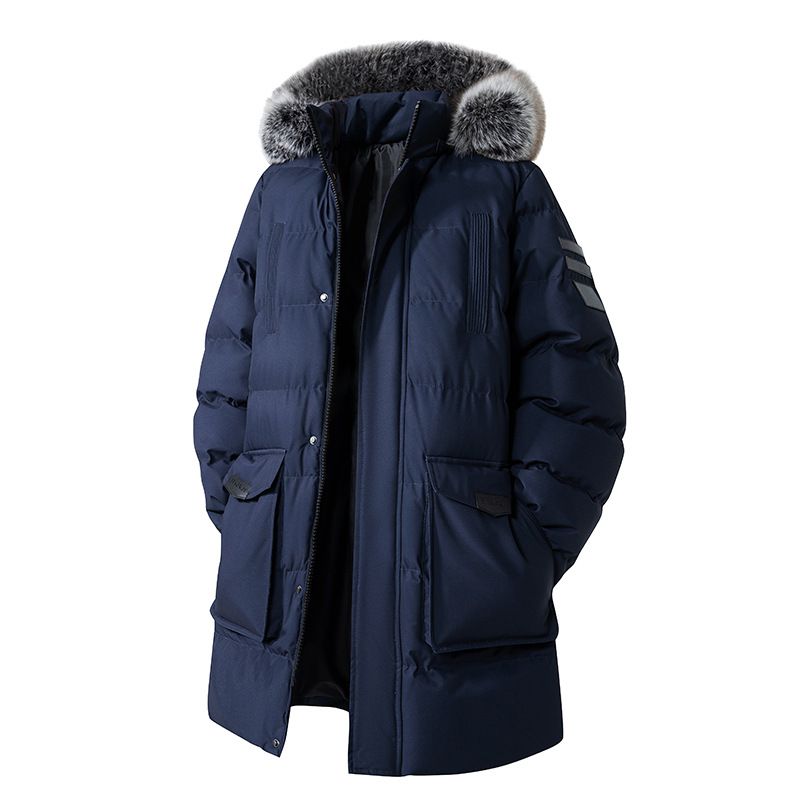 Large Size Cotton-padded Jacket For Men With Removable Hooded Cotton-padded Jacket And Large Fur Collar Cotton-padded Jacket._voghion.com
