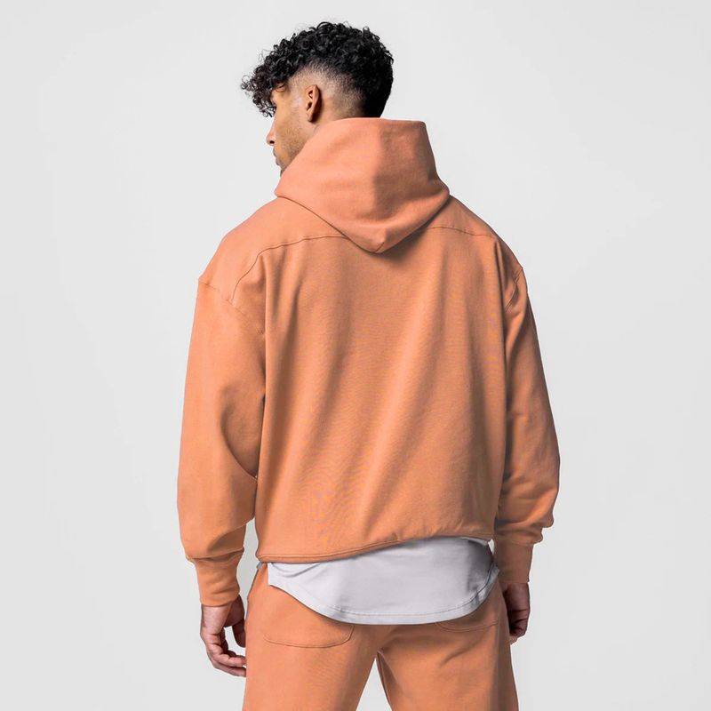 Schwerer Kapuzenpullover für Herren – Übergroße Passform, Design mit überschnittenen Schultern, Baumwollmischgewebe für Fitnessstudio, Laufen und Freizeit_voghion.com
