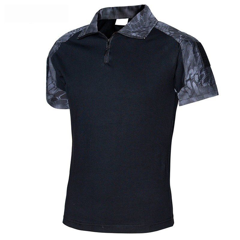 Men's Clothing Patchwork Short Sleeve Shirt Casual T-Shirt With Collar Breathable Cotton Blend Loose Fit Military Style Fashion For Outdoor Daily_voghion.com