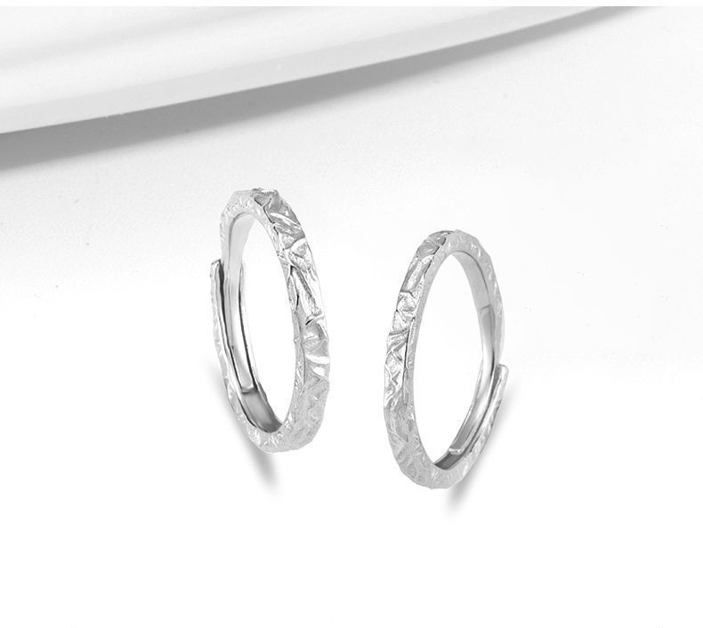 Coppia di anelli semplici in argento puro 999, con carta da zucchero, Qixi 520, regalo per fidanzato e fidanzata_voghion.com