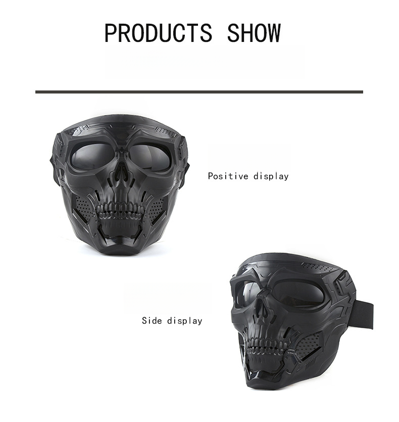 Casco da ciclismo antivento per esterni, maschera da scheletro antiproiettile per Halloween, accessorio horror per fan militari_voghion.com