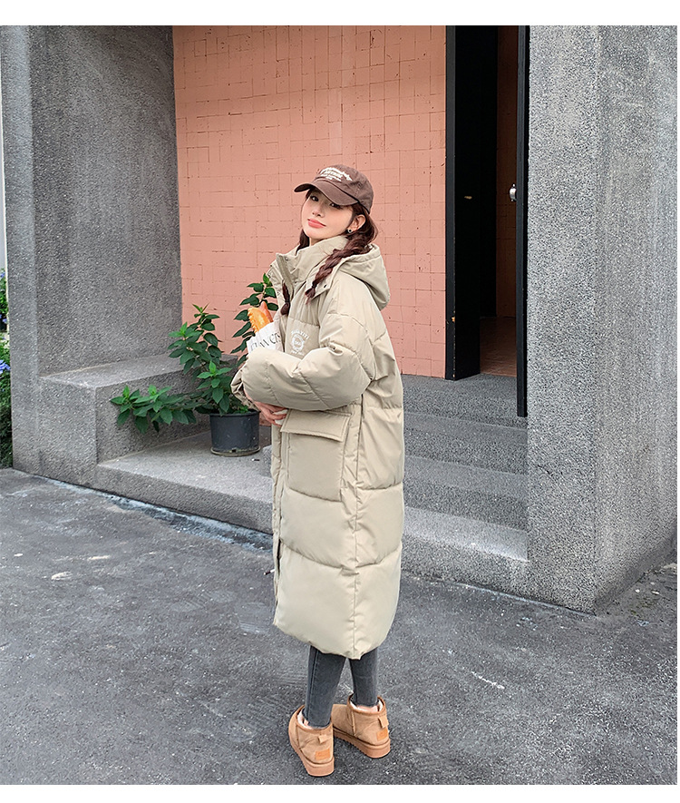 Modische, lockere, lässige Steppjacke mit langer Kapuze für Damen_voghion.com