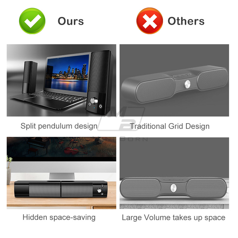 ★Snabb leverans★ MiniBorn datorhögtalare med mikrofon Super Bass Mini Sound Bar Subwoofer Soundbar Högtalare Online Class Högtalare för stationär PC_voghion.com