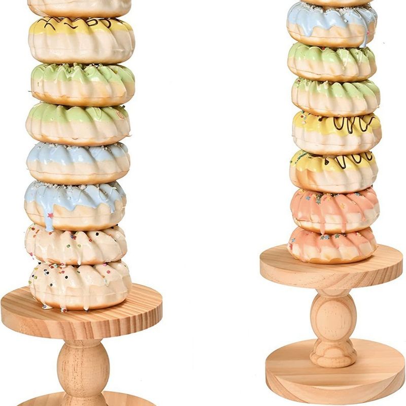 Bamboo And Wood Wedding Party Donut Stand - Minimalist Self-Service Afternoon Tea Stacking Display Tower._voghion.com
