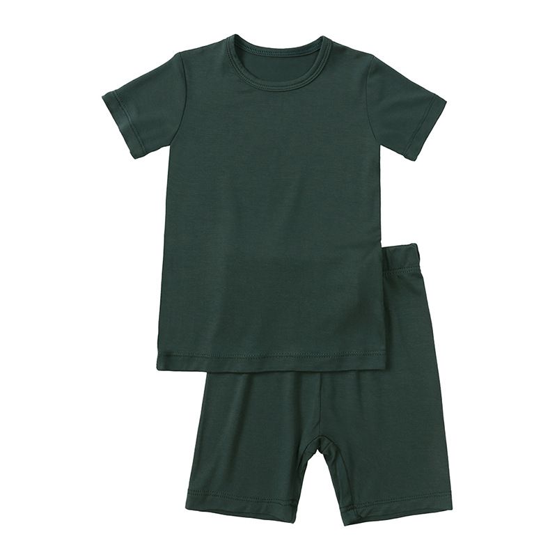 Kinderbekleidung Kinderkleidung Kinderanzug Sommer dünner Bambusfaser-Zweiteiler mit kurzärmeligen Shorts für kleine und mittelgroße Kinder_voghion.com