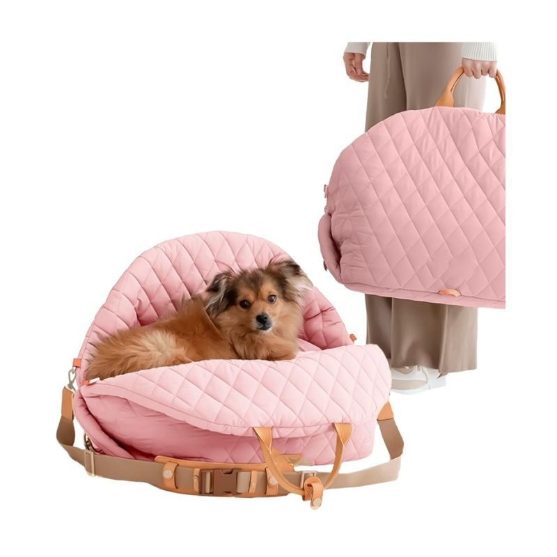 Bolsa para mascotas multifuncional, 3 en 1, de algodón plisado, para coche, para perros y gatos._voghion.com