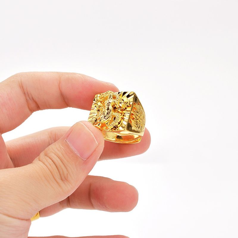 5D Brass Vacuum Jewelry Smooth Gong Men's Vietnamese Sand Gold Guan Yu Ring_voghion.com
