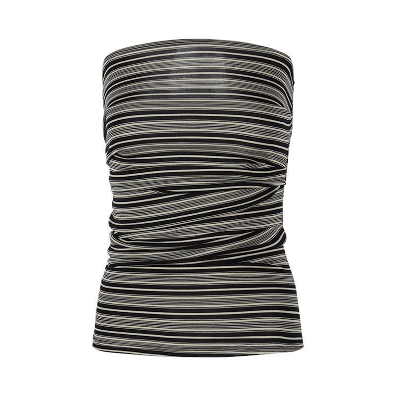 Farbblock-gestreifte Schlauchweste für Damen, Sommer, trägerlos, Brustwickel, Innen- und Außenbekleidung, sexy, enges, ärmelloses Top_voghion.com