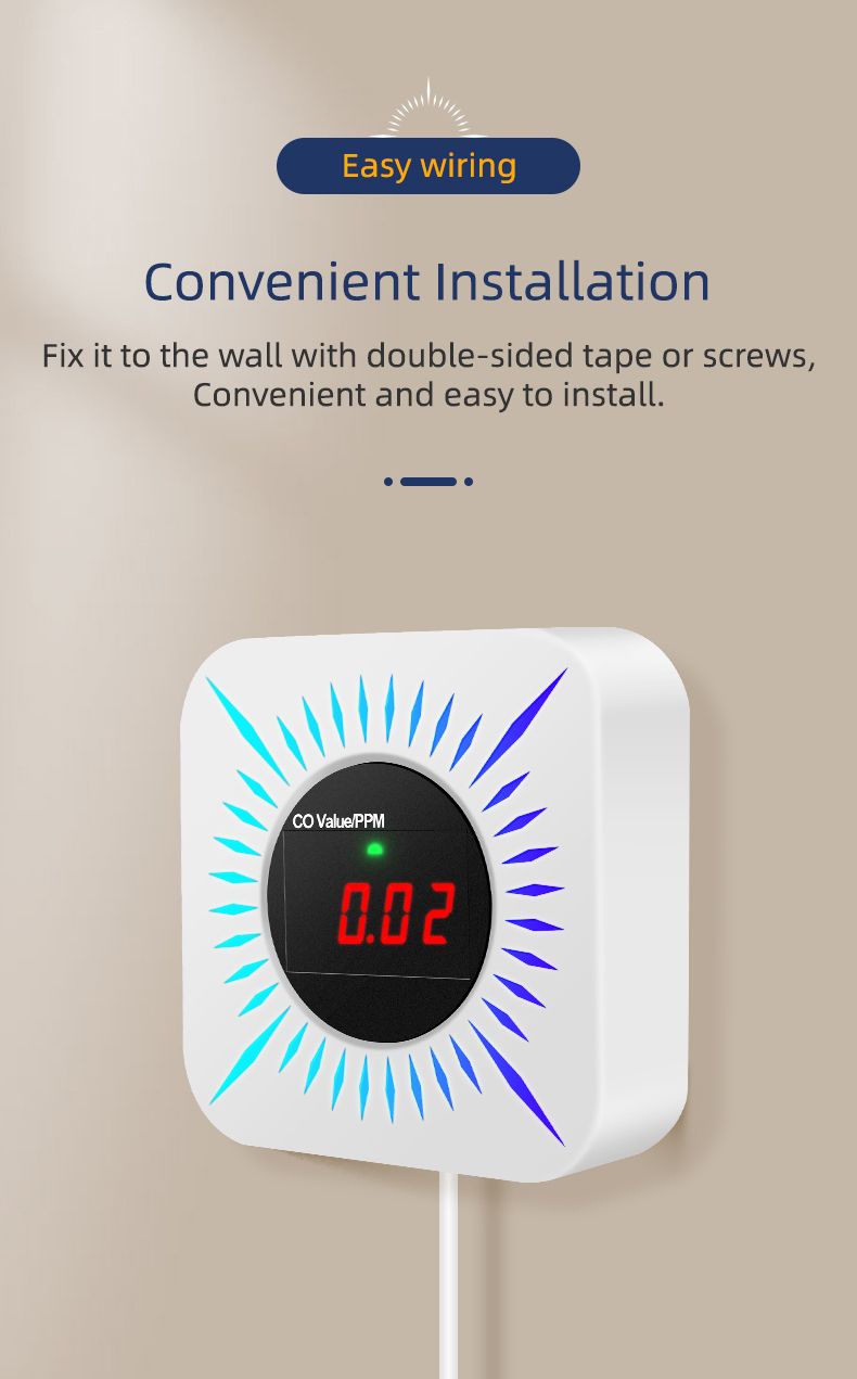 Détecteur de monoxyde de carbone intelligent Tua avec automatisation pour contrôle sans fil et alarme multifonctionnelle 80DB Home_voghion.com