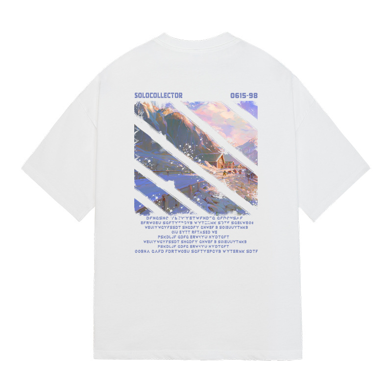 Sommer Ny Herre Kreativ Printet Kortærmet Skulderfri T-shirt_voghion.com
