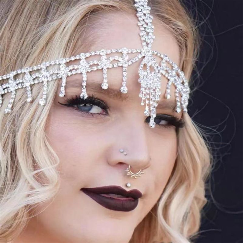 Modische zubehör voller tröpfchen quaste haar Gothic wasser diamant stirn Haar kette_voghion.com