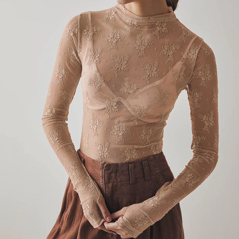 Transparentes Spitzen-Netzoberteil für Damen – Sexy Langarm-Schichtbluse, atmungsaktiv und dehnbar, trendige Streetwear und unverzichtbares Freizeitoutfit_voghion.com