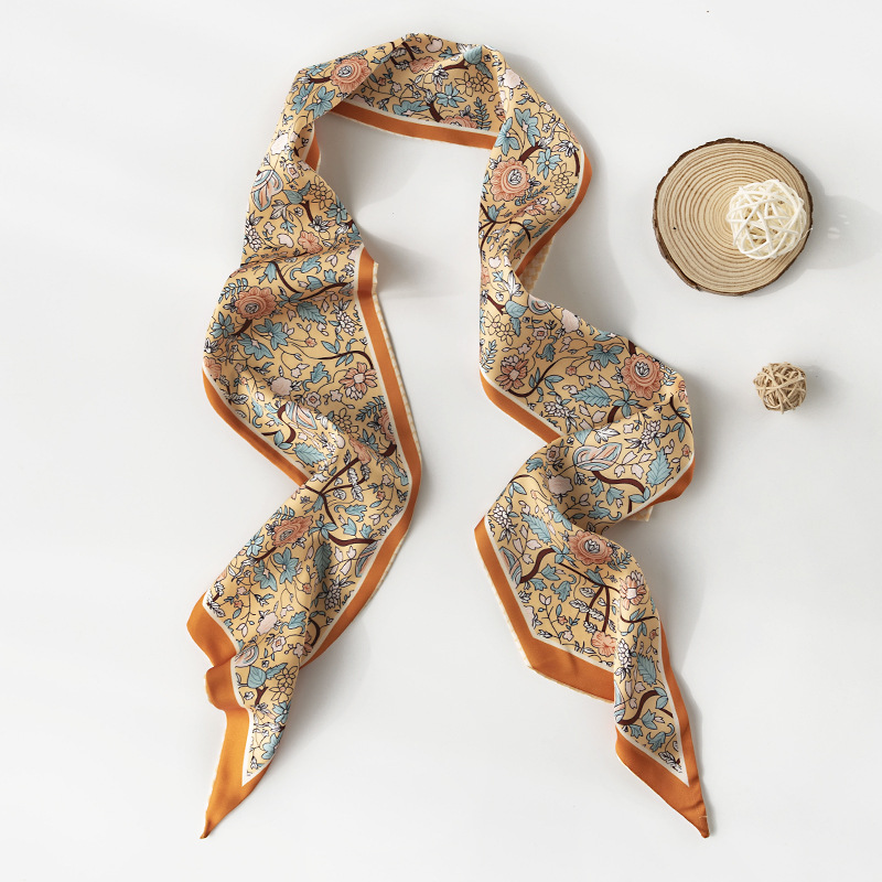 British printed simulated silk scarf, spring and summer thin elegant floral long ribbon professional scarf_voghion.com