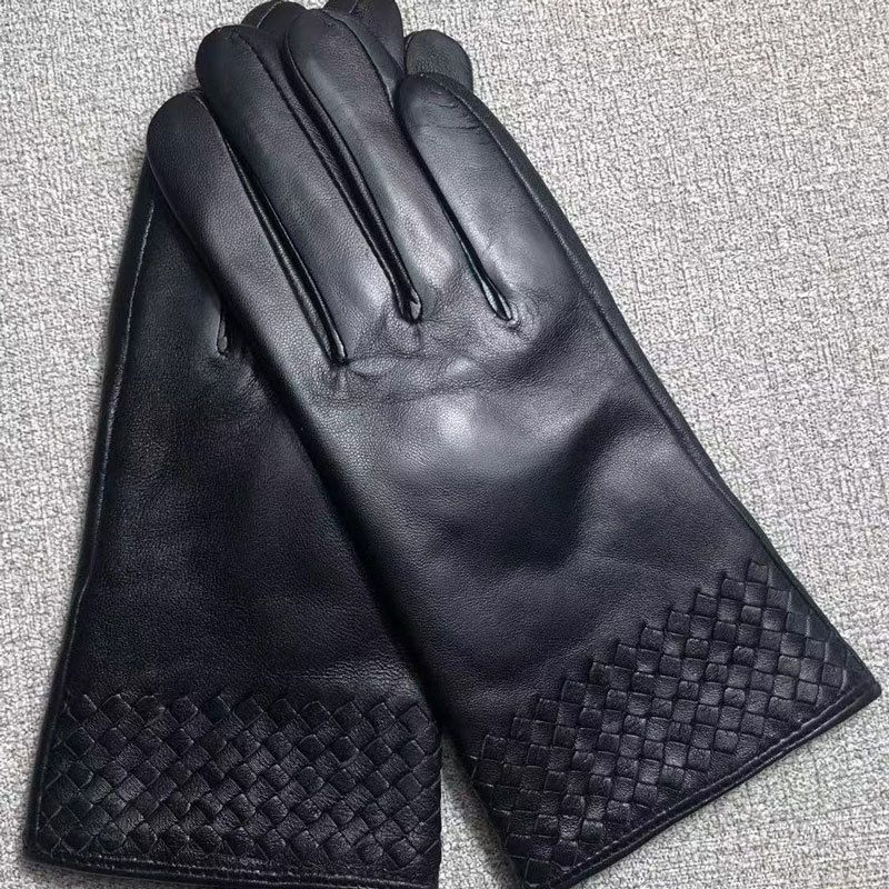 Neue handgewebte Touchscreen-Handschuhe aus Schaffell für den Außenbereich mit Fleecefutter, warm, modisch, aus echtem Leder_voghion.com