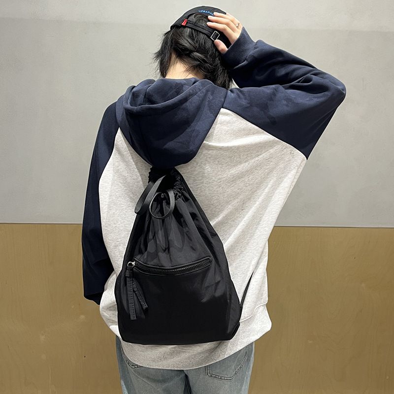 Qiaoge Casual Bag Women, Summer New Large Capacity Drawstring Bucket Bag, Fabric Backpack For Men And Women_voghion.com