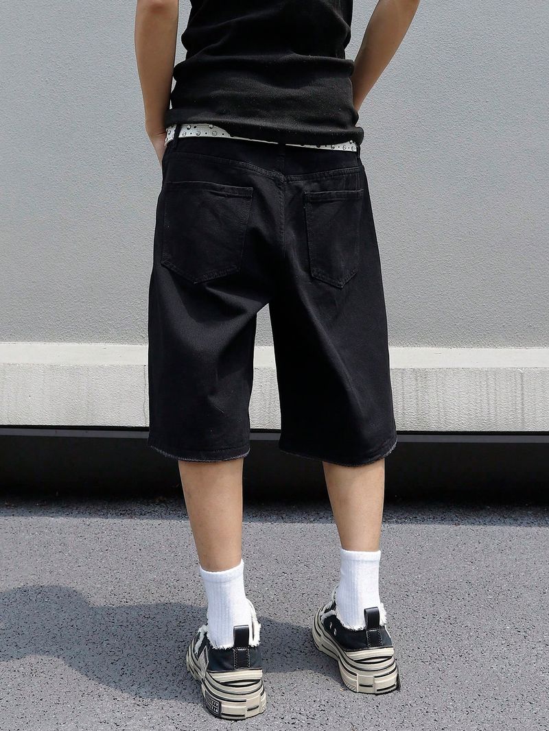 Herren Sommer Baggy Stretchy Denim Shorts Jeans Für Männer Streetwear Zerrissene Knielange Baggy Comfort Cargo Casual Shorts Hosen Jeans_voghion.com