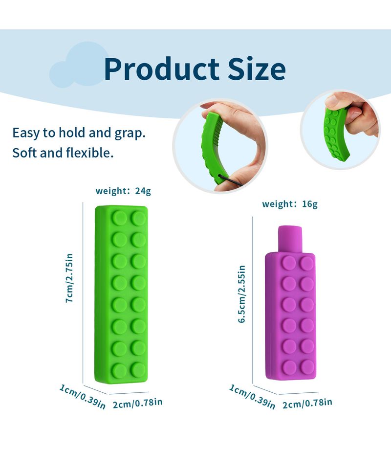 Mor och barn Baby Silikon Byggstenar Bitring Spädbarn Oral Period Molar Stick Autistic Barn Penna Cap Bite_voghion.com