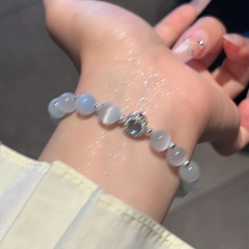 Pure Silver Sea Blue Treasure Cat Eye Stone For Women, Niche, Light Luxury Temperament, High Beauty Value, Exquisite And_voghion.com