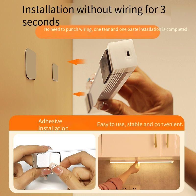 Ultra-Thin Human Body Sensing Smart LED Strip Self-Adhesive Rechargeable Wine Cabinet Wardrobe Atmosphere Light Bedroom_voghion.com