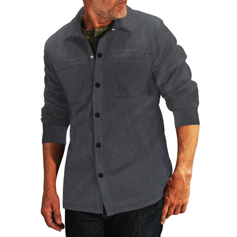 2024 Spring And Autumn New Men's Corduroy Long Sleeve Casual Pocket Turn-Down Collar Shirt Jacket_voghion.com