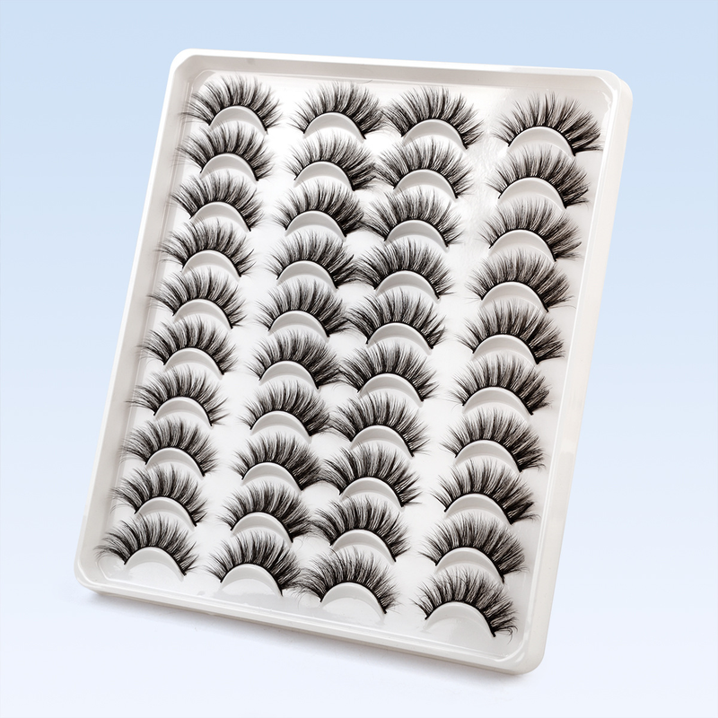 Cils en fibres chimiques 3D chauds, boucles stéréo naturelles, 20 paires de faux cils de plus que les cils plats_voghion.com