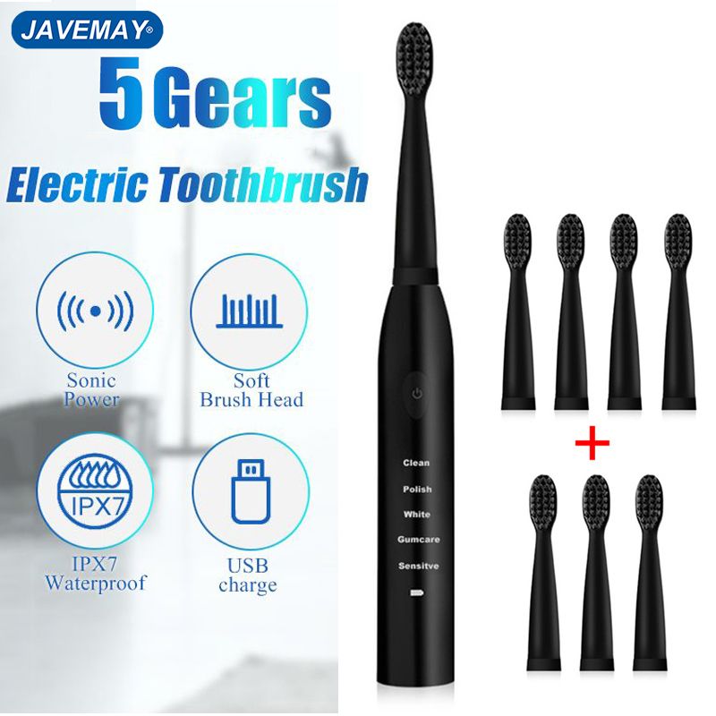 Elektresch Zännbürk Leistungsstark Ultraschall Sonic USB Opluedbar Zännwäschbar Elektronesch Whitening Timer Zänn_voghion.com