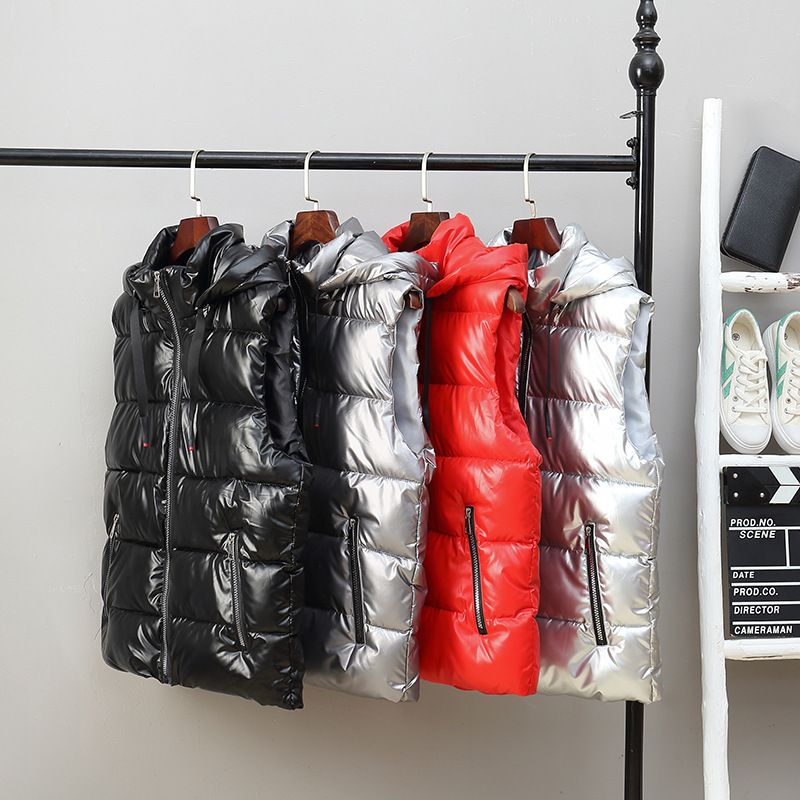 Cappotto lucido da uomo autunno e inverno, cotone, canotta, gilet caldo, versione coreana, indossato per le coppie, gilet_voghion.com
