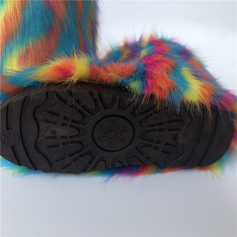 Bottes de neige en fourrure de renard raton laveur européennes et américaines Shibuya Spice Girls épaisses de grande taille et de taille moyenne_voghion.com