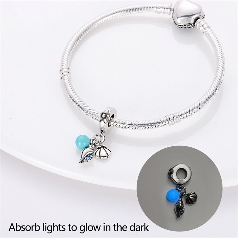 Women's Jewelry Luminous Ocean Style Shell Crab Dolphin Starfish Turtle Pendant Silver Plated DIY Jewelry Accessories Beads_voghion.com