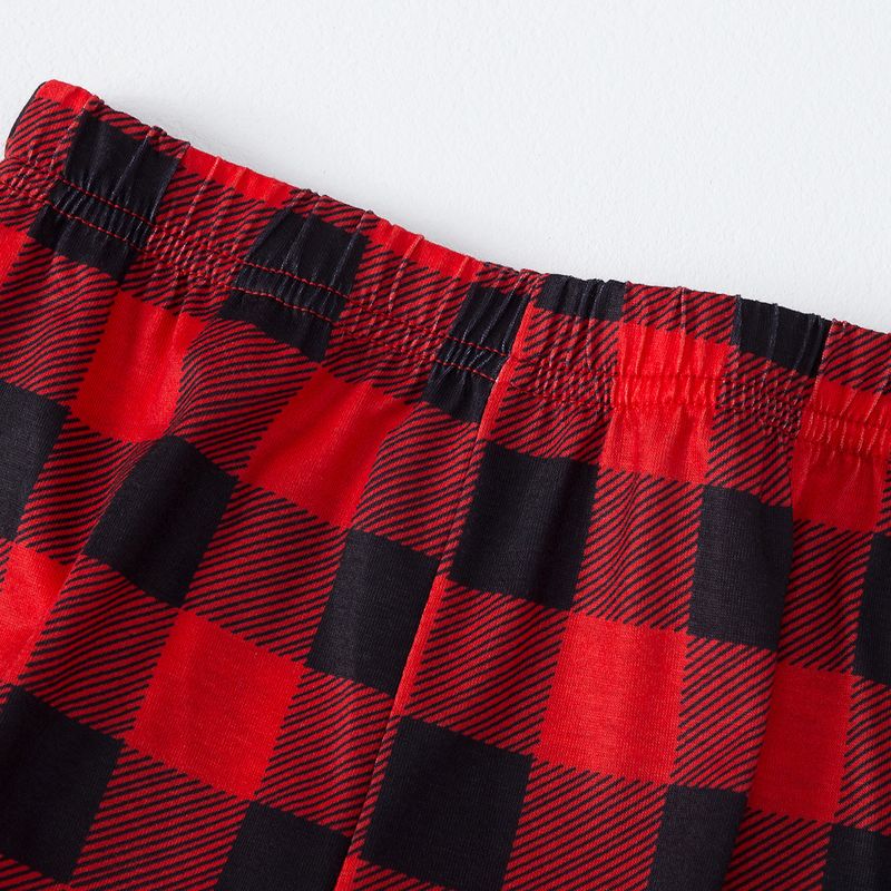 Traje familiar de Navidad, ropa familiar para el hogar, ropa navideña para el hogar, conjunto familiar, ropa para el hogar con estampado de retales a cuadros_voghion.com