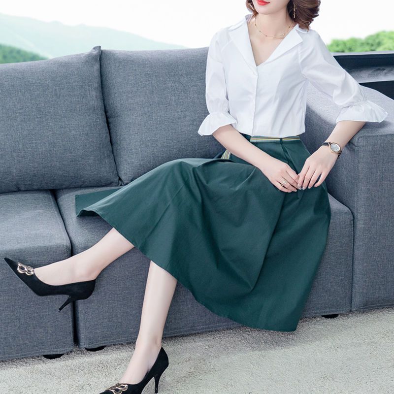 Ensemble chemise/costume en coton pour femme, nouvelle collection été 2025, jupe courte, jeune et élégante, deux pièces_voghion.com