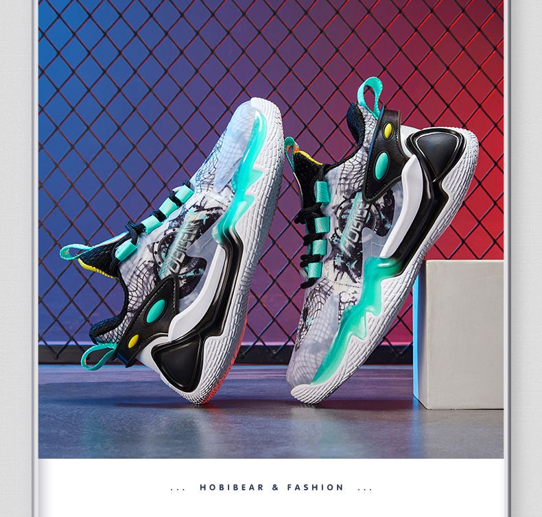 Kids' shoes spring new basketball shoes breathable fabric medium and large children's boys' trendy shoes_voghion.com