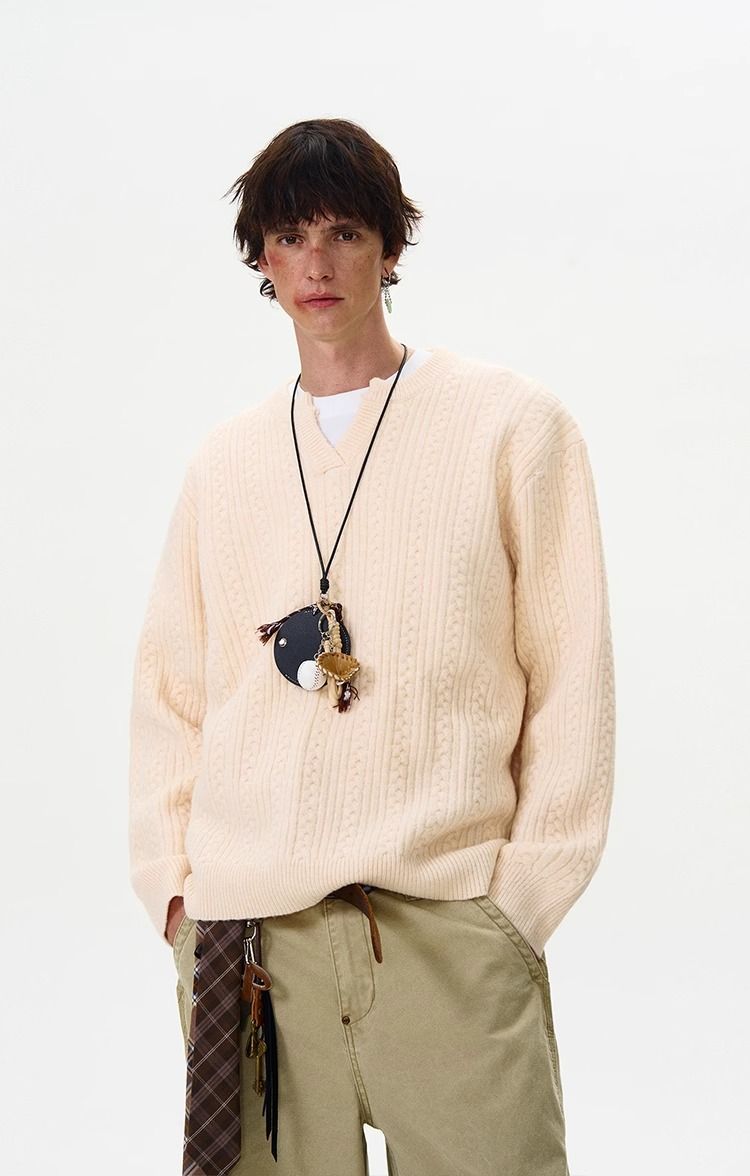 Herren Vintage Zopfmusterpullover – CleanFit Oversized Pullover (M-3XL, Polyestermischung, knitterfrei)_voghion.com