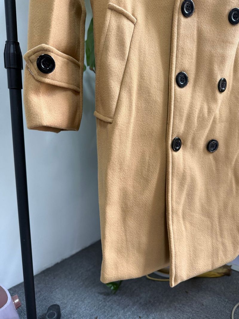 Autumn Winter New Men's Trench Coat Jacket Double-Breasted Mid-Length Woolen Overcoat_voghion.com