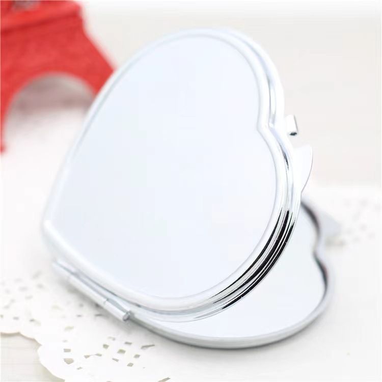 Mini specchio per il trucco a forma di cuore in stile coreano: specchio portatile bifacciale con dettagli di diamanti, regalo perfetto per le donne_voghion.com