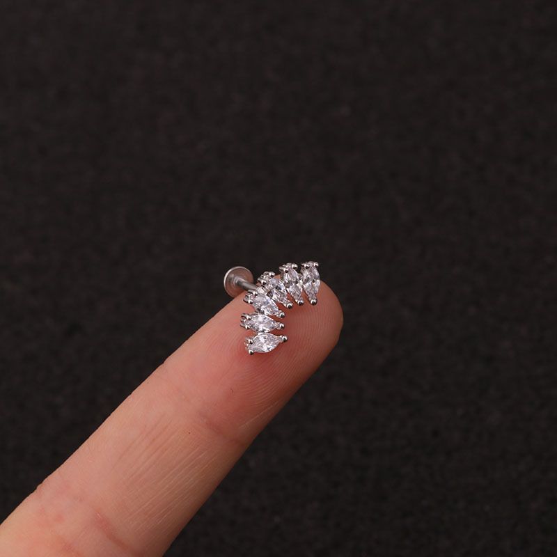 Alla moda 16g zircone e Fiat perforato squisito orecchino di capra, conchiglie a spirale di cartilagine, garofano forato_voghion.com