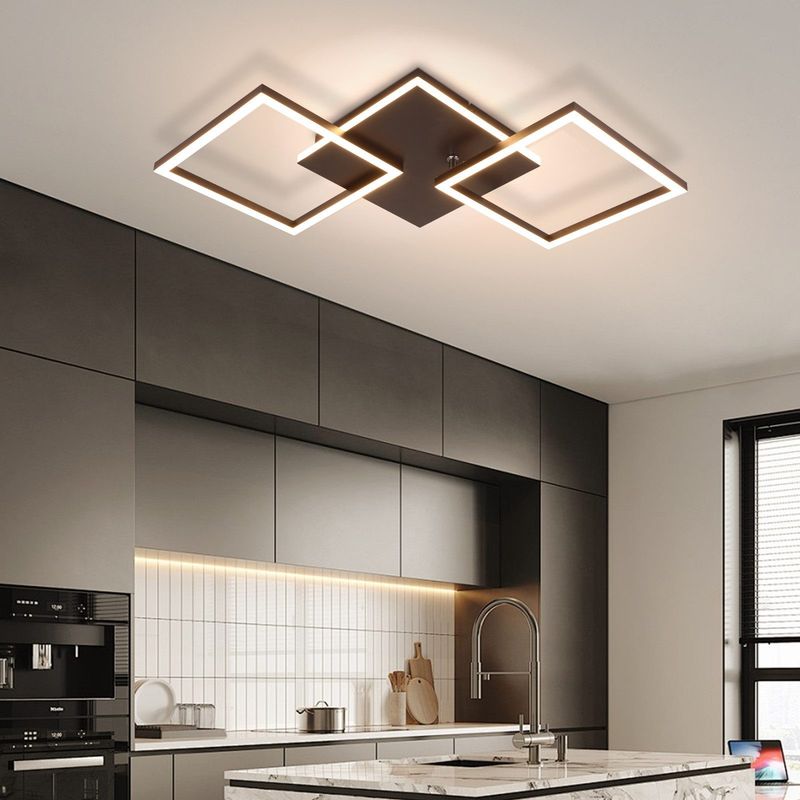 Glitzerlife Deckenleuchte LED Deckenlampe Weiß - 32W Dimmbar Wohnzimmerlampe Mit Fernbedienung Moderne Quadratische Deckenlampen Für Büro Kinderzimmer Küche Flur_voghion.com