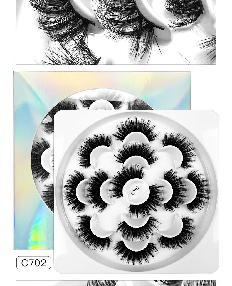 False Eyelashes Natural 3D Three Dimensional Multi Layer Thick Curled False Eyelashes 7 Pairs Of Simulation Long Eyelashes_voghion.com