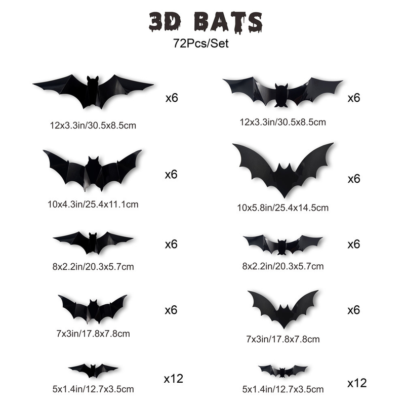 3D Helovīna PET Bat Ghost BOO sienas uzlīme Logu garāžas dekorēšanai liela sienas uzlīme_voghion.com
