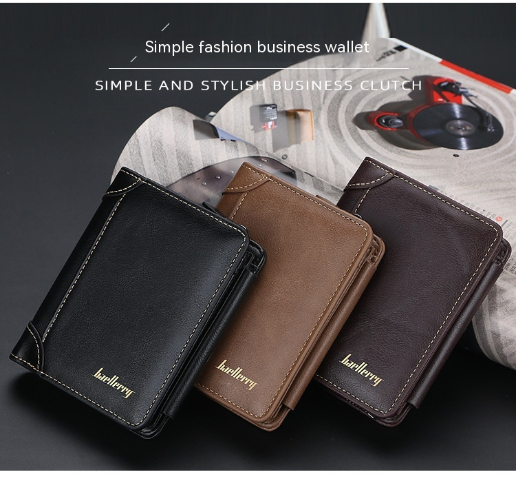 Uusi Hot Selling Fashion and Casual miesten lyhyt eurooppalainen ja amerikkalainen Multi Card kolmitaitteinen vetoketjullinen nollalompakko, muodikas ohut korttilaukku miehille_voghion.com