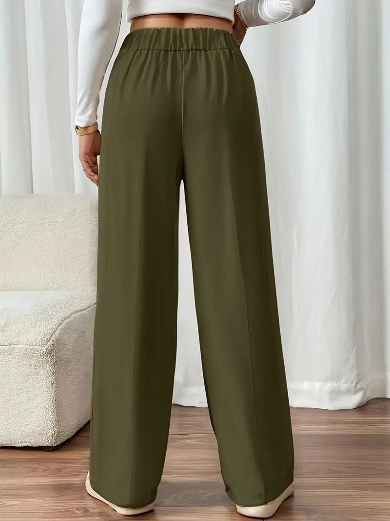 Dameskleding Drape Mopping Casual Broek Hoge Taille Broek Losse Temperament Recht Niche Ontwerp Effen Kleur Broek_voghion.com