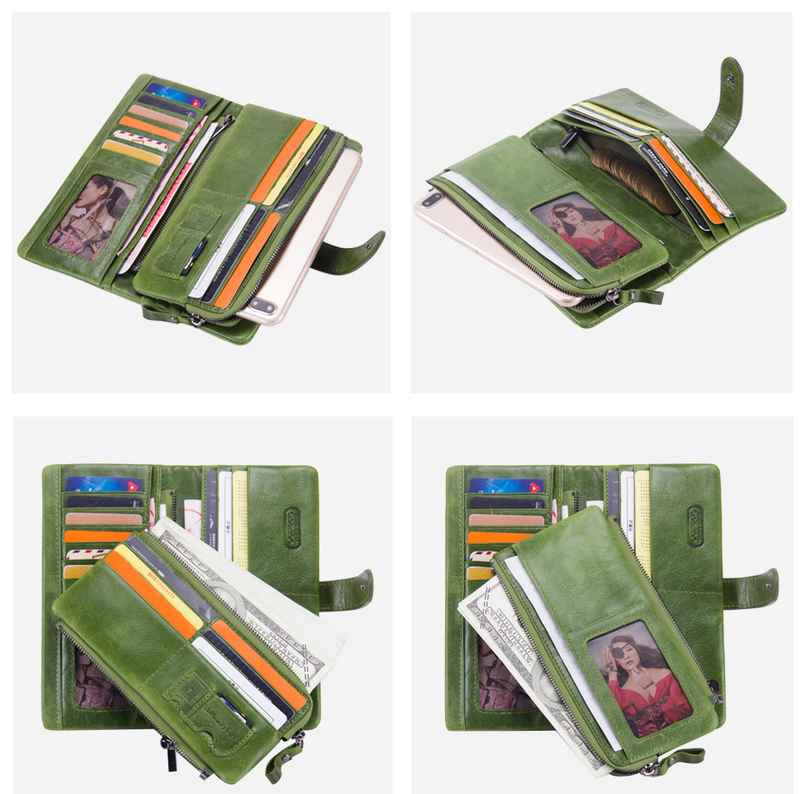 Nueva cartera de cuero genuino de Contact's, monedero de moda para damas, carteras de mano largas para mujer, con bolsas para teléfono móvil, tarjeta_voghion.com